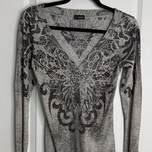 Daytrip Black and Gray Long Sleeve Top